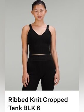 lululemon athletica Black Ribbed Cropped sweater Tank